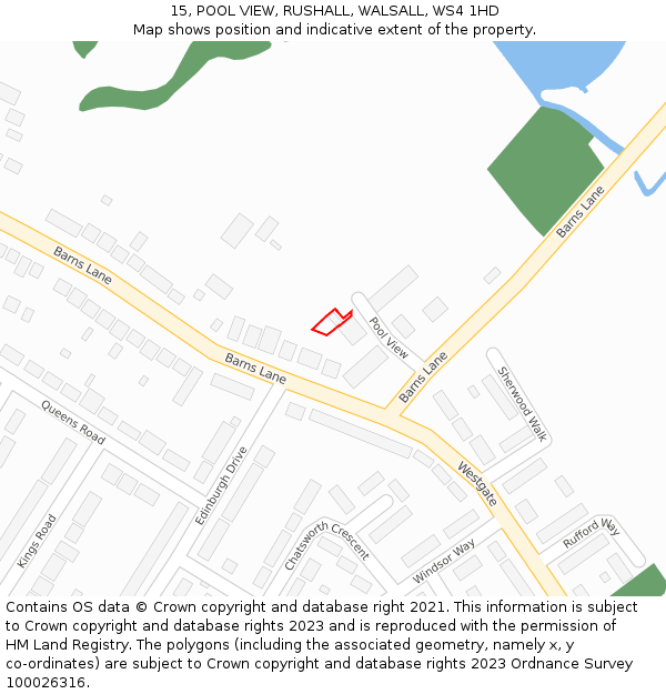 15, POOL VIEW, RUSHALL, WALSALL, WS4 1HD: Location map and indicative extent of plot