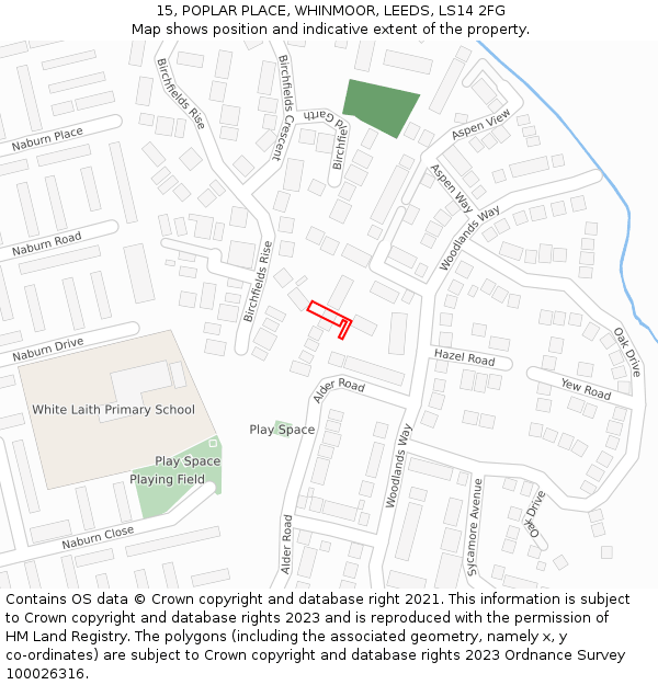 15, POPLAR PLACE, WHINMOOR, LEEDS, LS14 2FG: Location map and indicative extent of plot