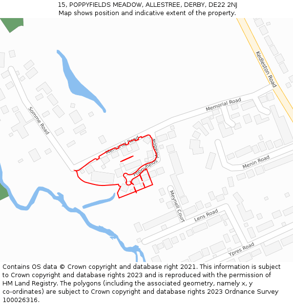 15, POPPYFIELDS MEADOW, ALLESTREE, DERBY, DE22 2NJ: Location map and indicative extent of plot