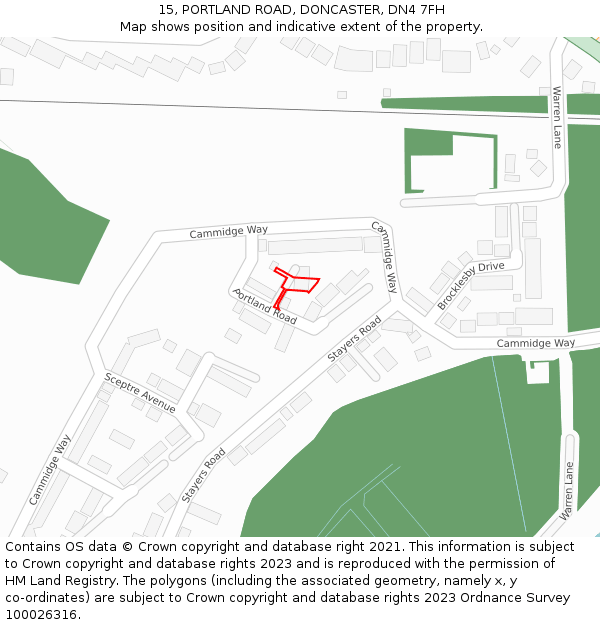 15, PORTLAND ROAD, DONCASTER, DN4 7FH: Location map and indicative extent of plot
