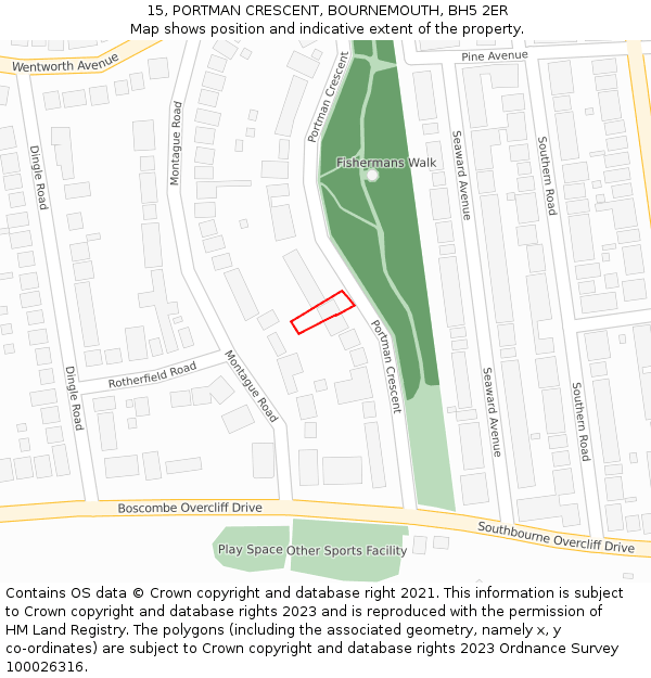 15, PORTMAN CRESCENT, BOURNEMOUTH, BH5 2ER: Location map and indicative extent of plot