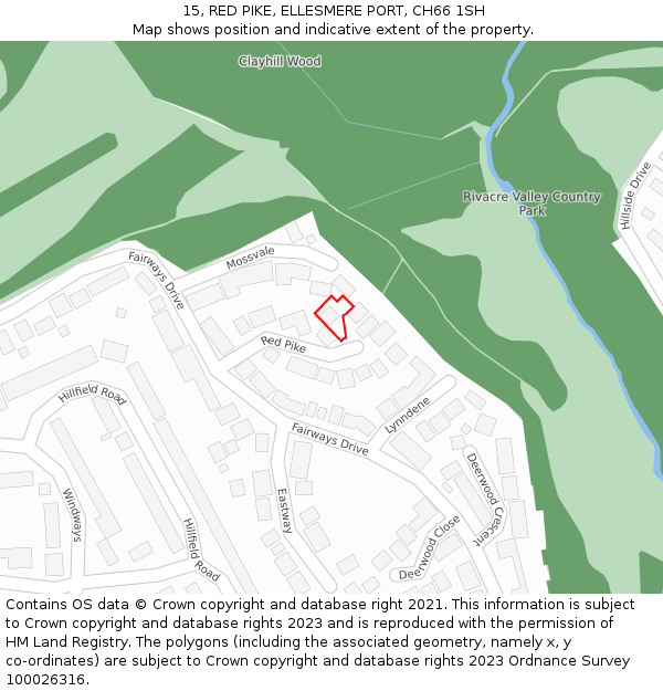 15, RED PIKE, ELLESMERE PORT, CH66 1SH: Location map and indicative extent of plot