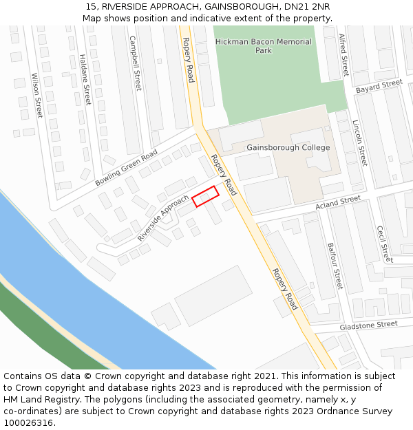 15, RIVERSIDE APPROACH, GAINSBOROUGH, DN21 2NR: Location map and indicative extent of plot