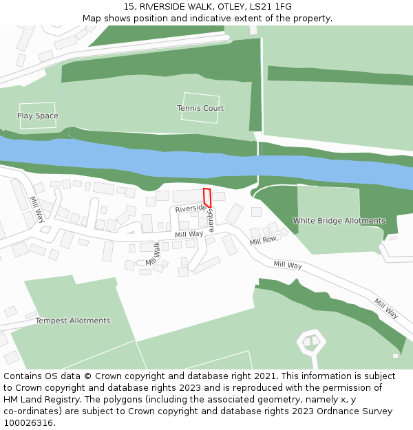 15, RIVERSIDE WALK, OTLEY, LS21 1FG: Location map and indicative extent of plot