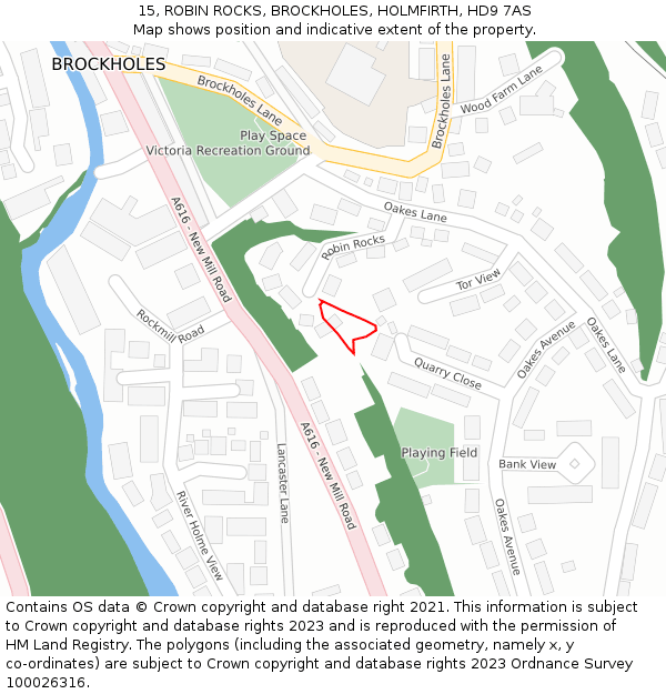 15, ROBIN ROCKS, BROCKHOLES, HOLMFIRTH, HD9 7AS: Location map and indicative extent of plot