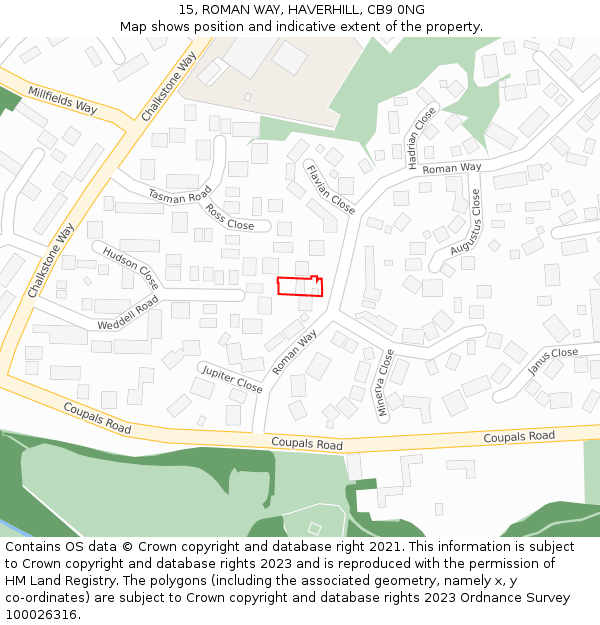 15, ROMAN WAY, HAVERHILL, CB9 0NG: Location map and indicative extent of plot