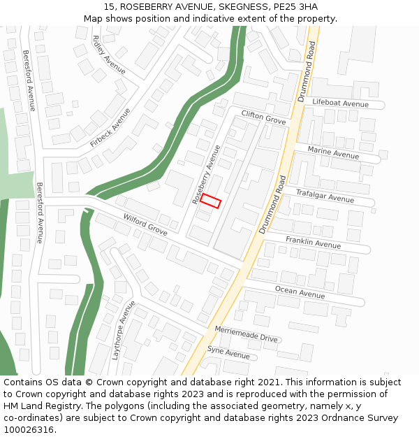 15, ROSEBERRY AVENUE, SKEGNESS, PE25 3HA: Location map and indicative extent of plot