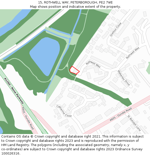 15, ROTHWELL WAY, PETERBOROUGH, PE2 7WE: Location map and indicative extent of plot