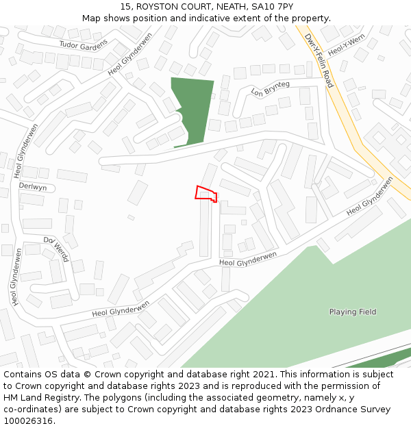 15, ROYSTON COURT, NEATH, SA10 7PY: Location map and indicative extent of plot