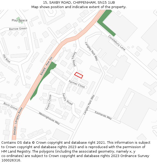 15, SAXBY ROAD, CHIPPENHAM, SN15 1UB: Location map and indicative extent of plot