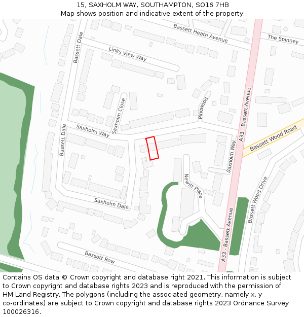 15, SAXHOLM WAY, SOUTHAMPTON, SO16 7HB: Location map and indicative extent of plot