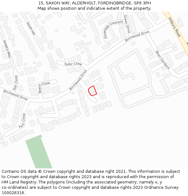 15, SAXON WAY, ALDERHOLT, FORDINGBRIDGE, SP6 3PH: Location map and indicative extent of plot