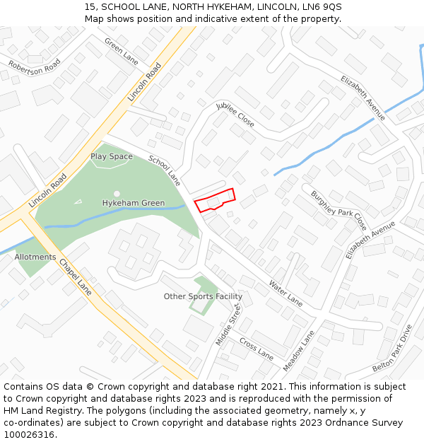 15, SCHOOL LANE, NORTH HYKEHAM, LINCOLN, LN6 9QS: Location map and indicative extent of plot