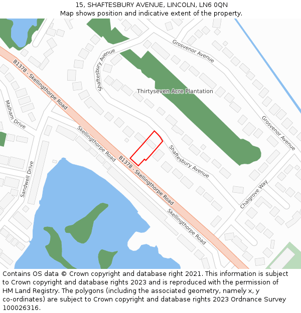 15, SHAFTESBURY AVENUE, LINCOLN, LN6 0QN: Location map and indicative extent of plot