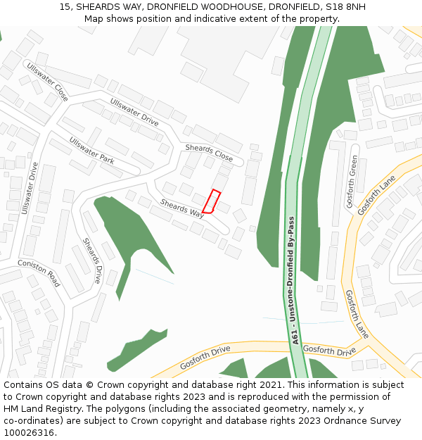 15, SHEARDS WAY, DRONFIELD WOODHOUSE, DRONFIELD, S18 8NH: Location map and indicative extent of plot