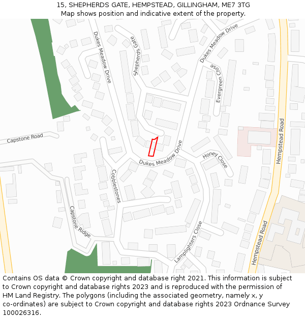 15, SHEPHERDS GATE, HEMPSTEAD, GILLINGHAM, ME7 3TG: Location map and indicative extent of plot