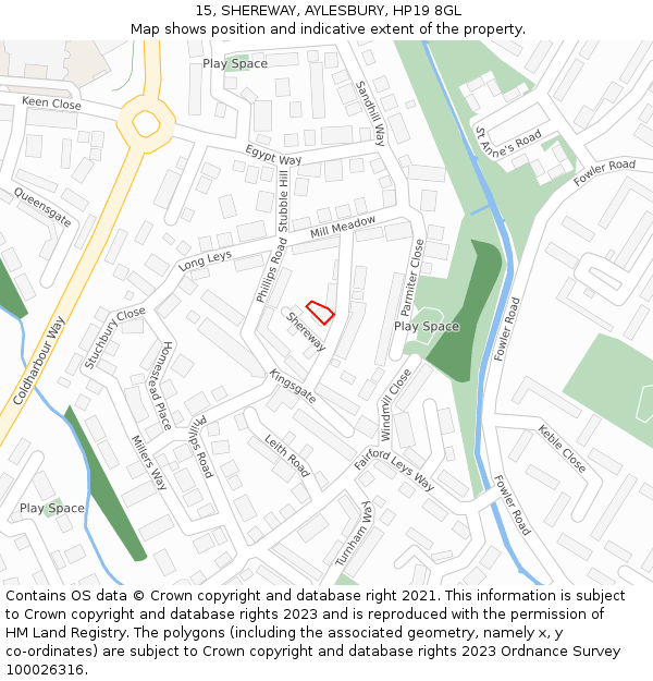 15, SHEREWAY, AYLESBURY, HP19 8GL: Location map and indicative extent of plot