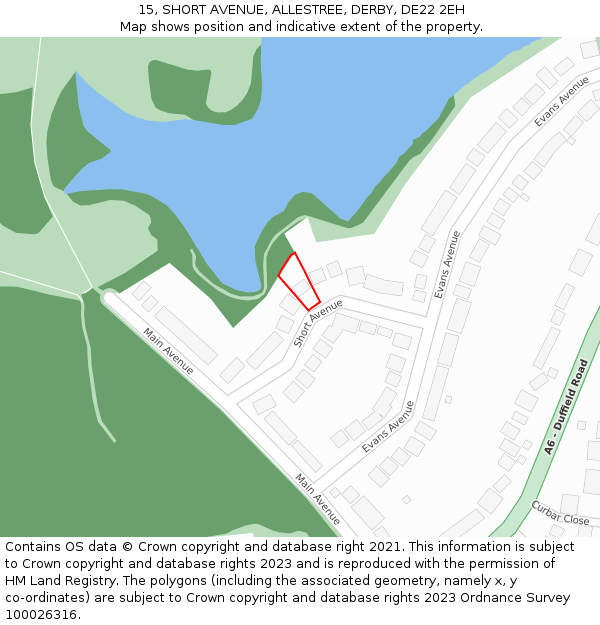 15, SHORT AVENUE, ALLESTREE, DERBY, DE22 2EH: Location map and indicative extent of plot