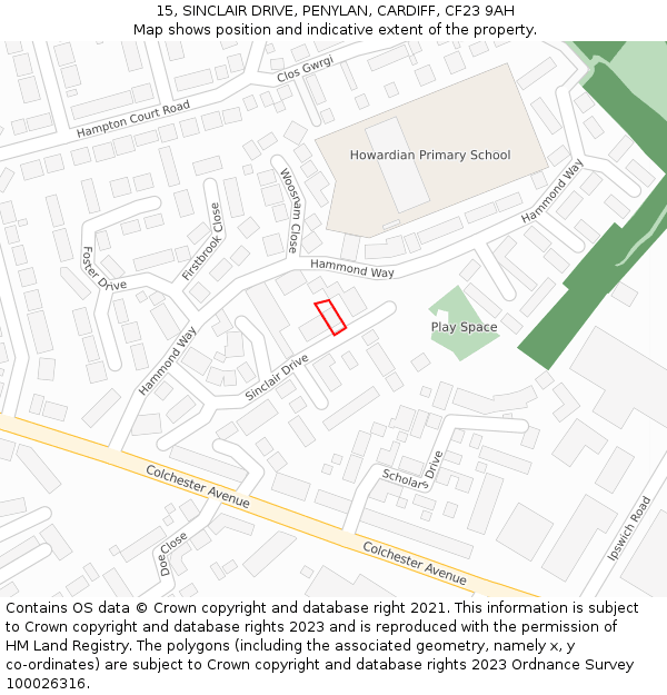 15, SINCLAIR DRIVE, PENYLAN, CARDIFF, CF23 9AH: Location map and indicative extent of plot