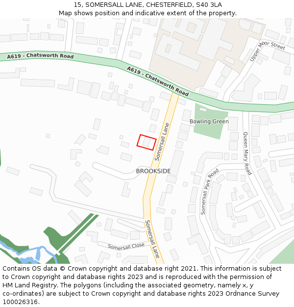 15, SOMERSALL LANE, CHESTERFIELD, S40 3LA: Location map and indicative extent of plot