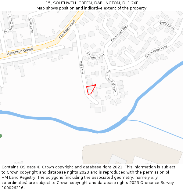 15, SOUTHWELL GREEN, DARLINGTON, DL1 2XE: Location map and indicative extent of plot