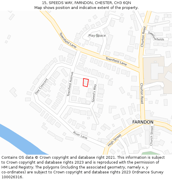 15, SPEEDS WAY, FARNDON, CHESTER, CH3 6QN: Location map and indicative extent of plot
