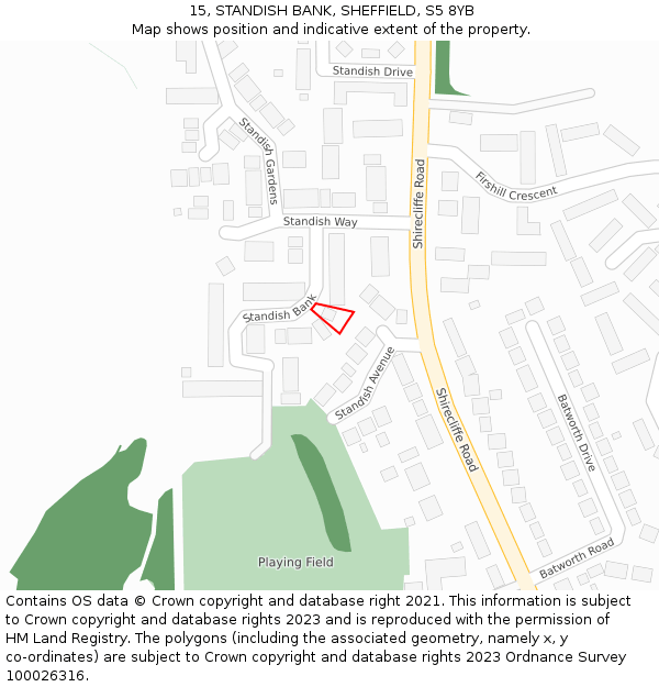 15, STANDISH BANK, SHEFFIELD, S5 8YB: Location map and indicative extent of plot