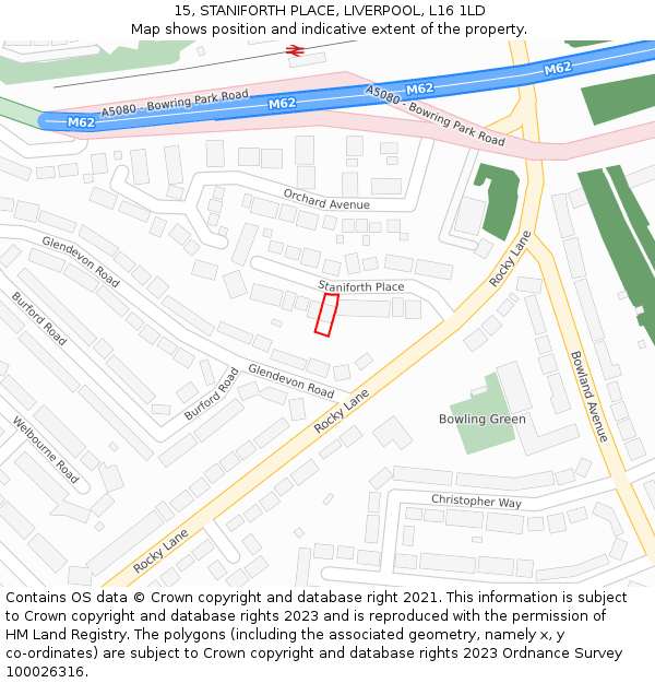 15, STANIFORTH PLACE, LIVERPOOL, L16 1LD: Location map and indicative extent of plot