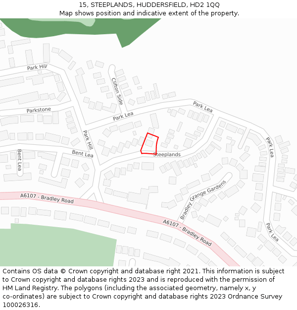 15, STEEPLANDS, HUDDERSFIELD, HD2 1QQ: Location map and indicative extent of plot