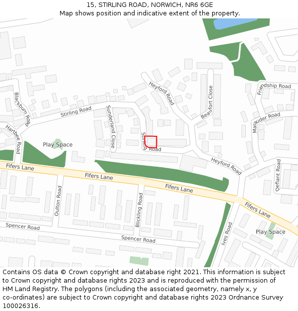 15, STIRLING ROAD, NORWICH, NR6 6GE: Location map and indicative extent of plot