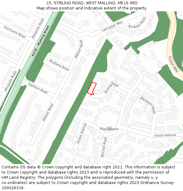 15, STIRLING ROAD, WEST MALLING, ME19 4RD: Location map and indicative extent of plot
