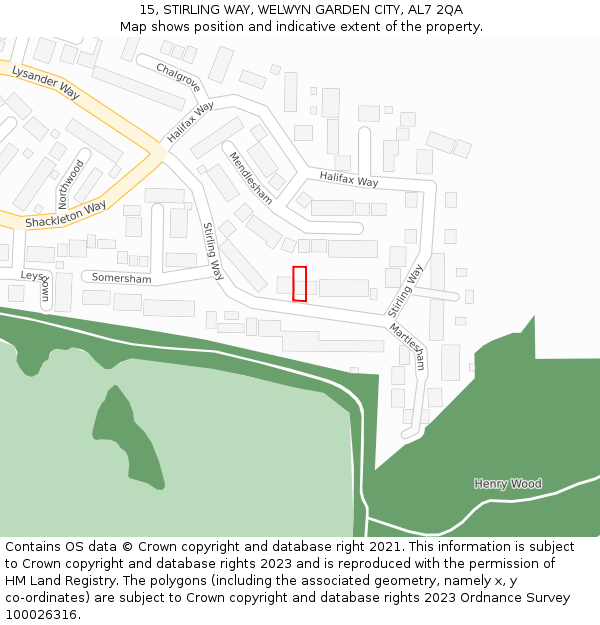 15, STIRLING WAY, WELWYN GARDEN CITY, AL7 2QA: Location map and indicative extent of plot