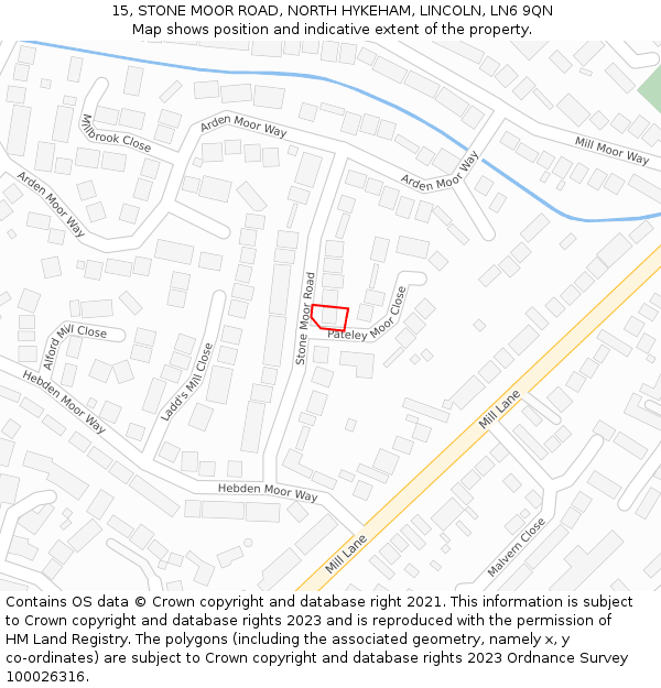 15, STONE MOOR ROAD, NORTH HYKEHAM, LINCOLN, LN6 9QN: Location map and indicative extent of plot