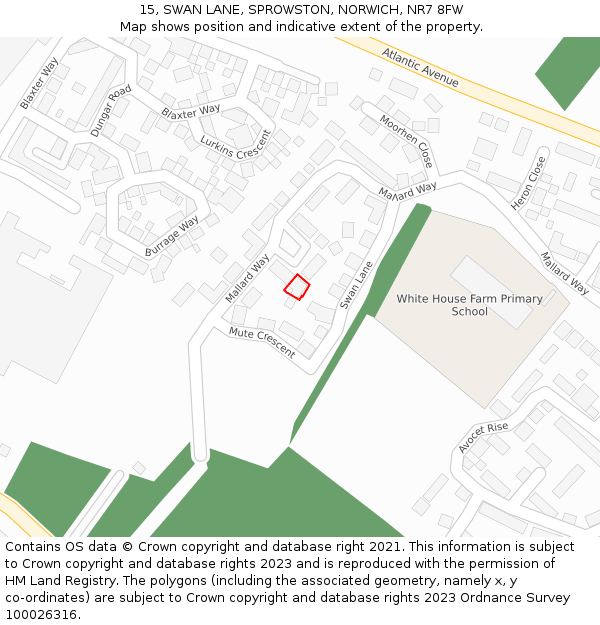 15, SWAN LANE, SPROWSTON, NORWICH, NR7 8FW: Location map and indicative extent of plot