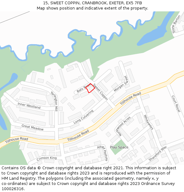 15, SWEET COPPIN, CRANBROOK, EXETER, EX5 7FB: Location map and indicative extent of plot