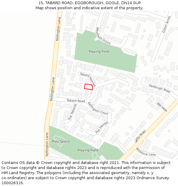 15, TABARD ROAD, EGGBOROUGH, GOOLE, DN14 0UP: Location map and indicative extent of plot
