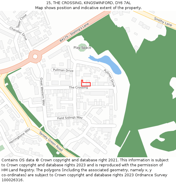 15, THE CROSSING, KINGSWINFORD, DY6 7AL: Location map and indicative extent of plot