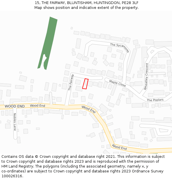 15, THE FAIRWAY, BLUNTISHAM, HUNTINGDON, PE28 3LF: Location map and indicative extent of plot