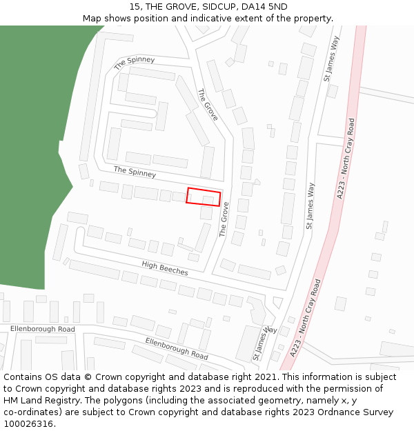 15, THE GROVE, SIDCUP, DA14 5ND: Location map and indicative extent of plot