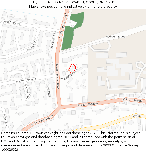15, THE HALL SPINNEY, HOWDEN, GOOLE, DN14 7FD: Location map and indicative extent of plot
