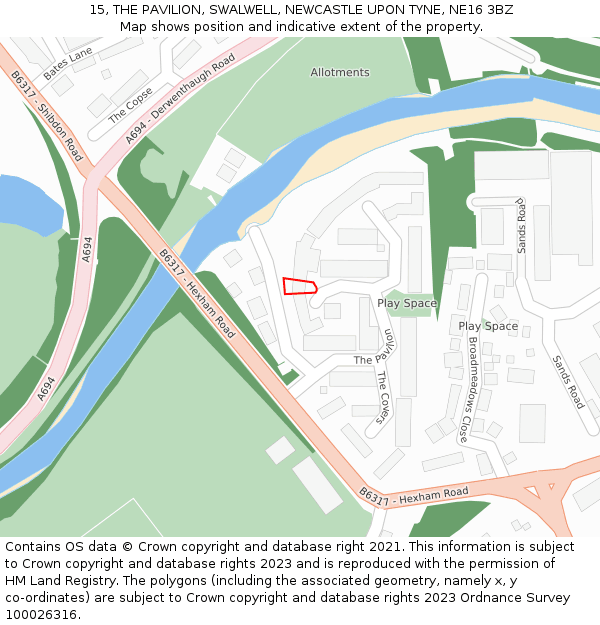15, THE PAVILION, SWALWELL, NEWCASTLE UPON TYNE, NE16 3BZ: Location map and indicative extent of plot