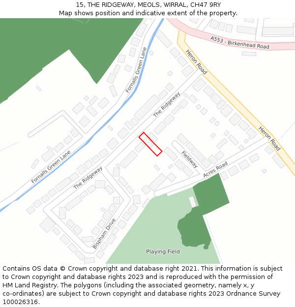 15, THE RIDGEWAY, MEOLS, WIRRAL, CH47 9RY: Location map and indicative extent of plot