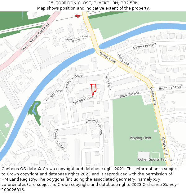 15, TORRIDON CLOSE, BLACKBURN, BB2 5BN: Location map and indicative extent of plot