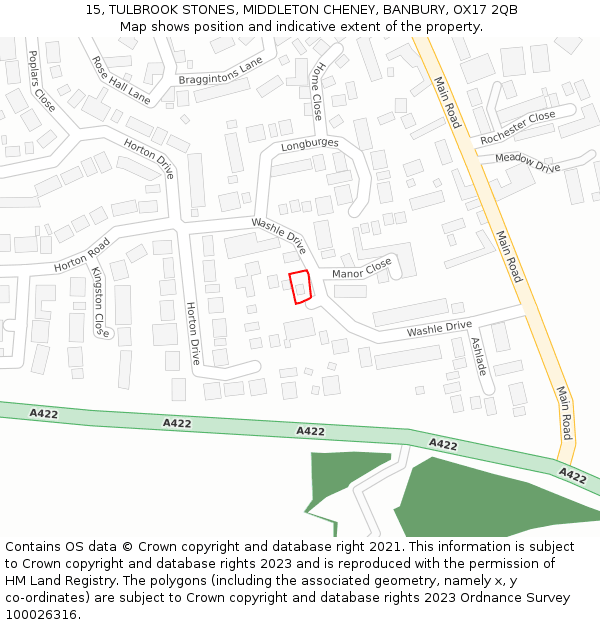 15, TULBROOK STONES, MIDDLETON CHENEY, BANBURY, OX17 2QB: Location map and indicative extent of plot