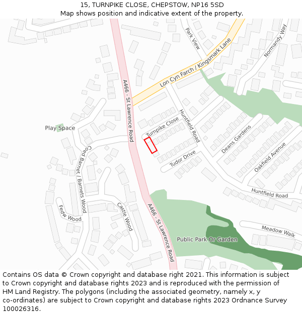 15, TURNPIKE CLOSE, CHEPSTOW, NP16 5SD: Location map and indicative extent of plot
