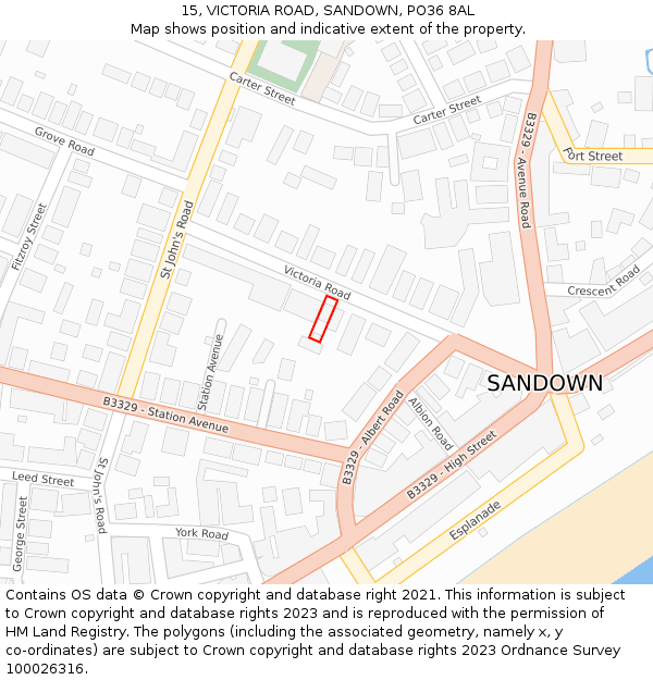 15, VICTORIA ROAD, SANDOWN, PO36 8AL: Location map and indicative extent of plot