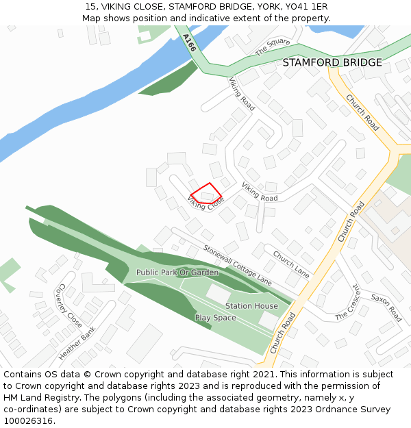 15, VIKING CLOSE, STAMFORD BRIDGE, YORK, YO41 1ER: Location map and indicative extent of plot