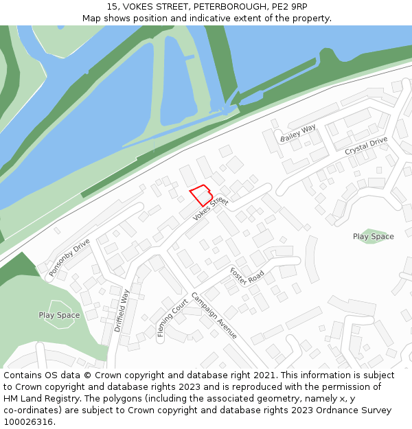 15, VOKES STREET, PETERBOROUGH, PE2 9RP: Location map and indicative extent of plot