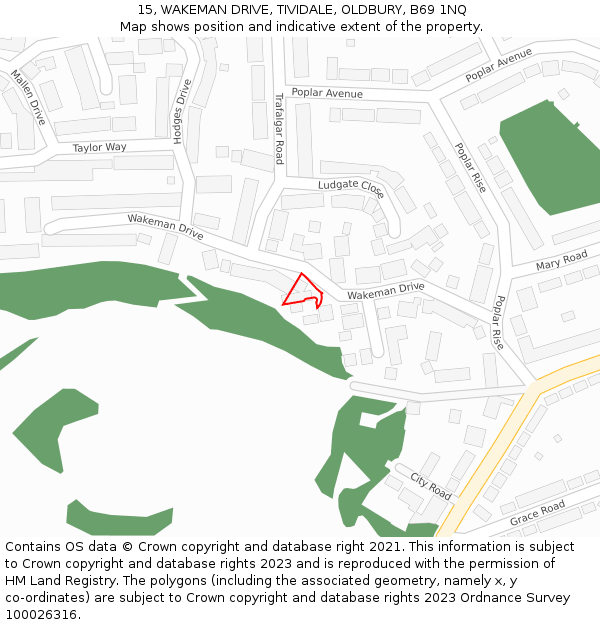 15, WAKEMAN DRIVE, TIVIDALE, OLDBURY, B69 1NQ: Location map and indicative extent of plot