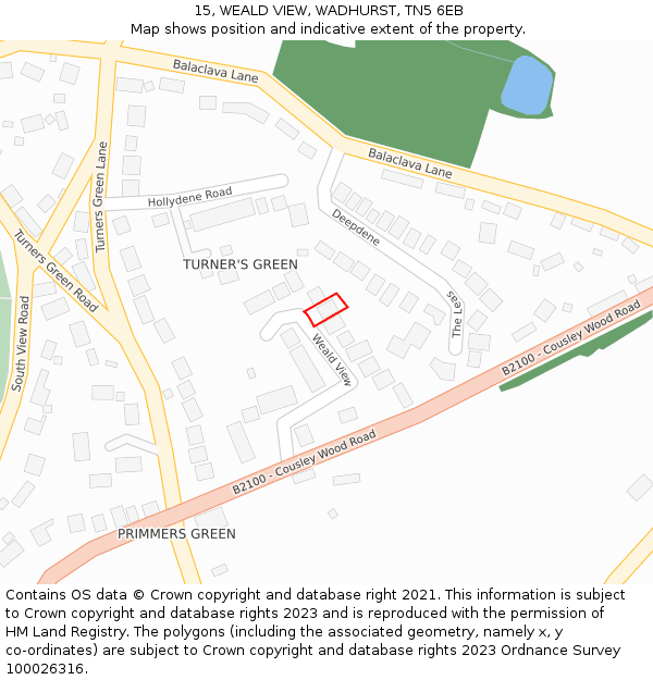 15, WEALD VIEW, WADHURST, TN5 6EB: Location map and indicative extent of plot